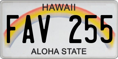 HI license plate FAV255