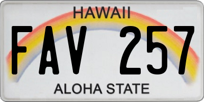 HI license plate FAV257