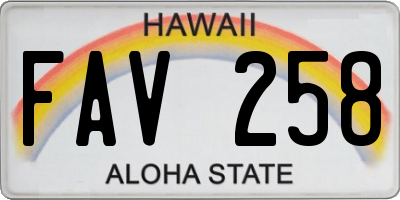 HI license plate FAV258