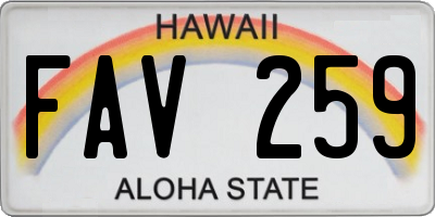 HI license plate FAV259