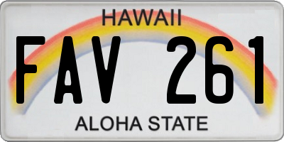 HI license plate FAV261