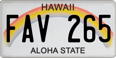 HI license plate FAV265