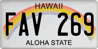 HI license plate FAV269