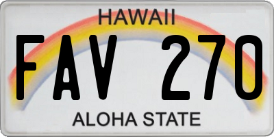 HI license plate FAV270