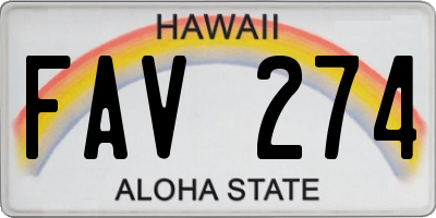 HI license plate FAV274