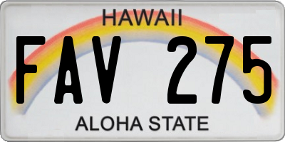 HI license plate FAV275