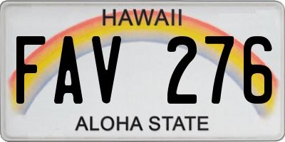 HI license plate FAV276