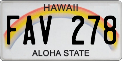 HI license plate FAV278