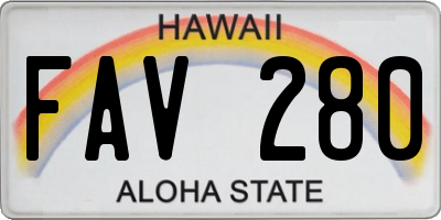 HI license plate FAV280