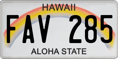HI license plate FAV285