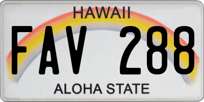 HI license plate FAV288