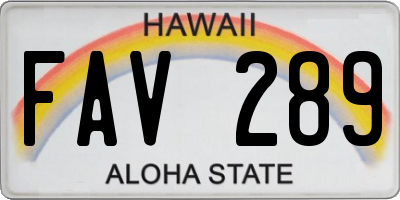 HI license plate FAV289