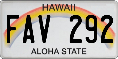 HI license plate FAV292