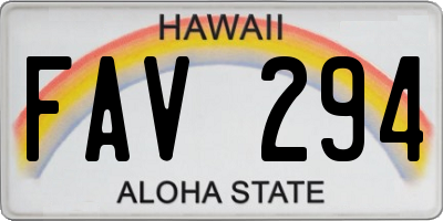 HI license plate FAV294