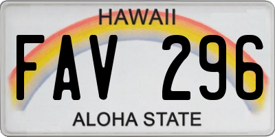 HI license plate FAV296