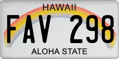 HI license plate FAV298