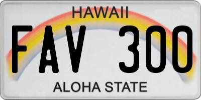 HI license plate FAV300