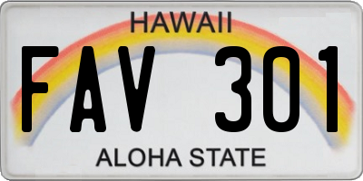 HI license plate FAV301