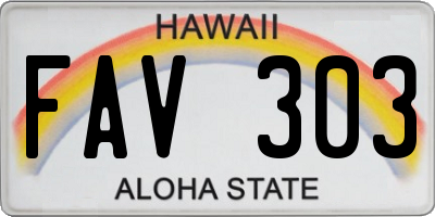 HI license plate FAV303