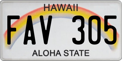 HI license plate FAV305