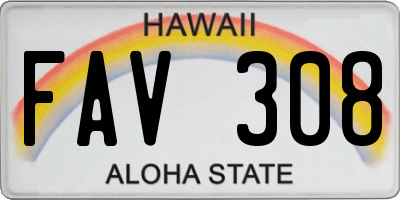 HI license plate FAV308