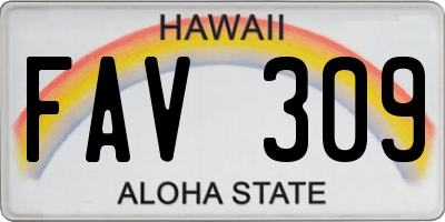 HI license plate FAV309