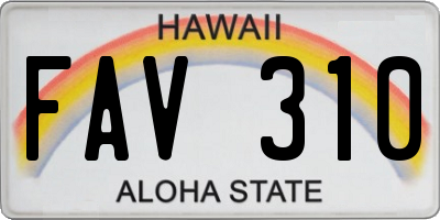 HI license plate FAV310