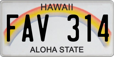 HI license plate FAV314