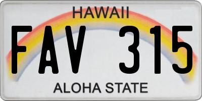 HI license plate FAV315