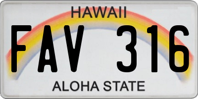 HI license plate FAV316