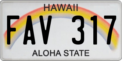 HI license plate FAV317