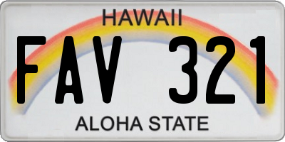 HI license plate FAV321