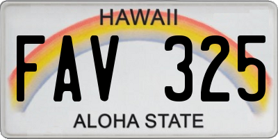 HI license plate FAV325