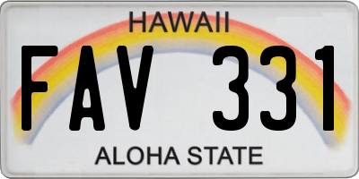 HI license plate FAV331
