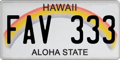 HI license plate FAV333