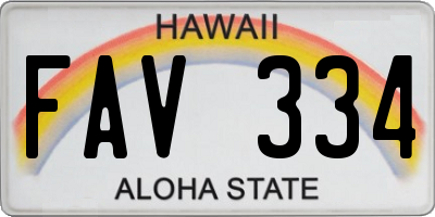 HI license plate FAV334