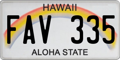 HI license plate FAV335