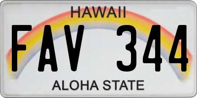 HI license plate FAV344