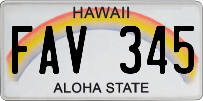 HI license plate FAV345