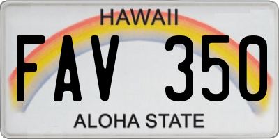 HI license plate FAV350