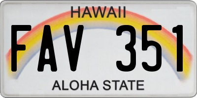 HI license plate FAV351