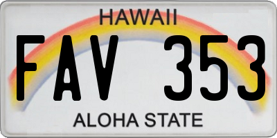 HI license plate FAV353