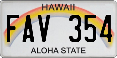 HI license plate FAV354