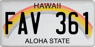 HI license plate FAV361