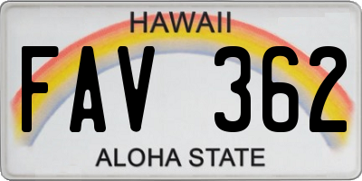 HI license plate FAV362