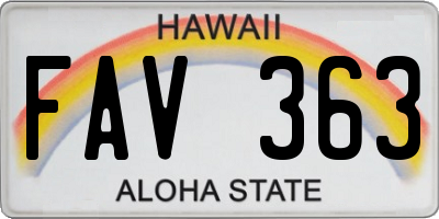 HI license plate FAV363