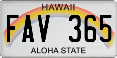HI license plate FAV365