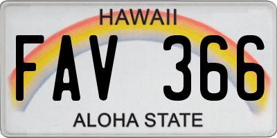 HI license plate FAV366