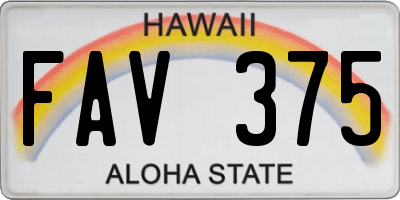 HI license plate FAV375