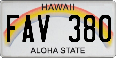 HI license plate FAV380